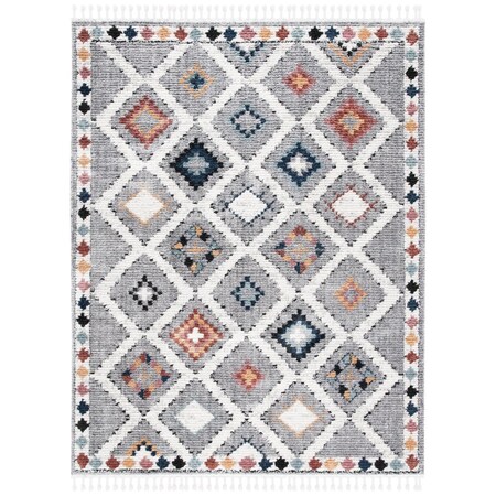 Flowers First 10 x 14 ft. Morocco Rectangle Rug, Grey & Multi Color - Large FL1868124